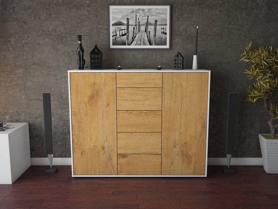 Stil Zeit Möbel Highboard Nina ,Eiche (136x108x35cm) Riesige Ersparnisse