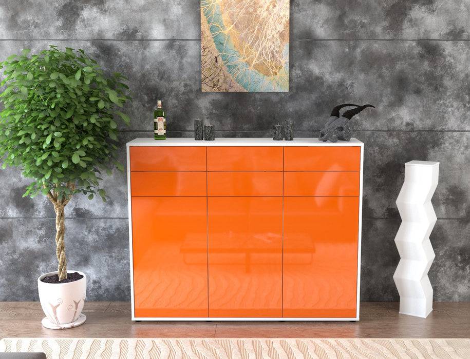 Stil Zeit Möbel Highboard Martina ,Orange (136x108x35cm) VIP-Rabatte