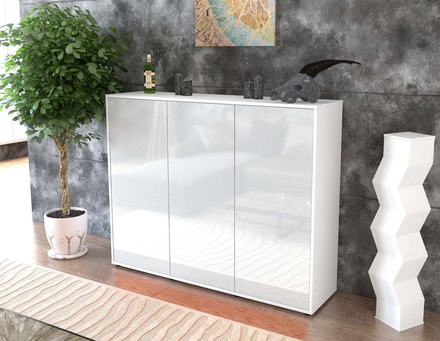 Stil Zeit Möbel Highboard Luzia ,Weiß (136x108x35cm) Tiefpreis