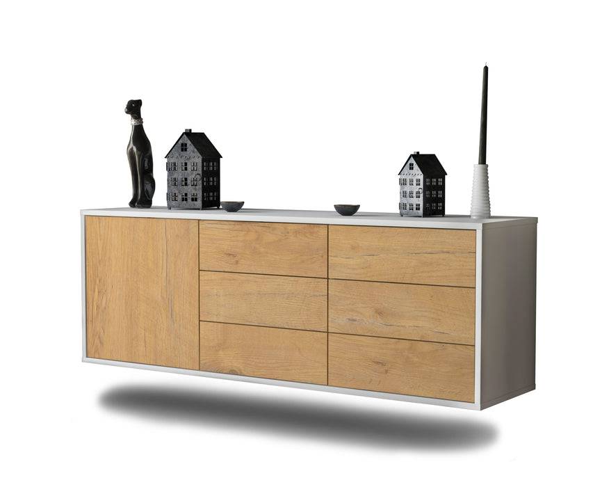 Stil Zeit Möbel Lowboard Portland, Eiche, hängend (136x49x35cm)