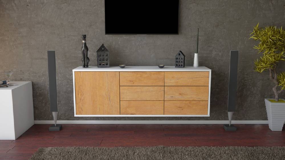 Stil Zeit Möbel Lowboard Portland, Eiche, hängend (136x49x35cm) JETZT KAUFEN