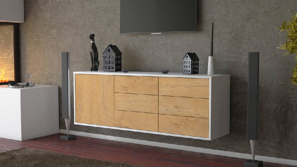 Stil Zeit Möbel Lowboard Portland, Eiche, hängend (136x49x35cm) JETZT KAUFEN