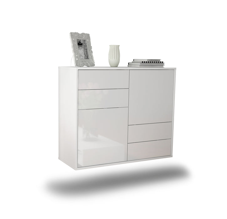 Stil Zeit Möbel Sideboard Little Rock, Weiß, hängend (92x79x35cm) Neueste Stile