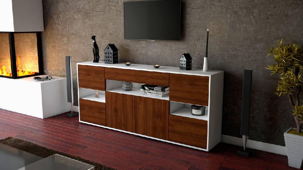 Stil Zeit Möbel Sideboard Ginevra, Walnuss (180x79x35cm) Letzter Tag