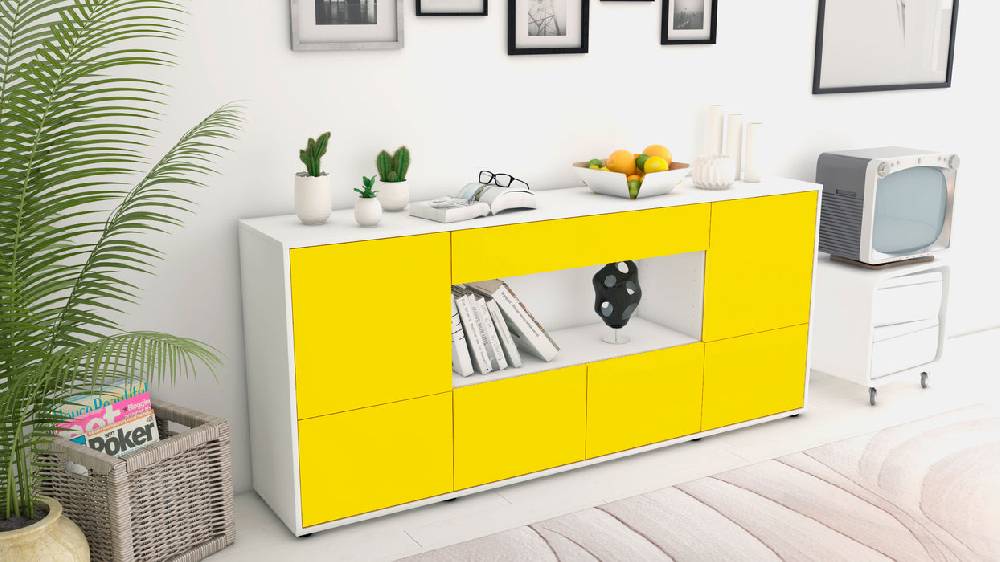 Stil Zeit Möbel Sideboard Elsa, Gelb (180x79x35cm) Bis zu 60% Rabatt