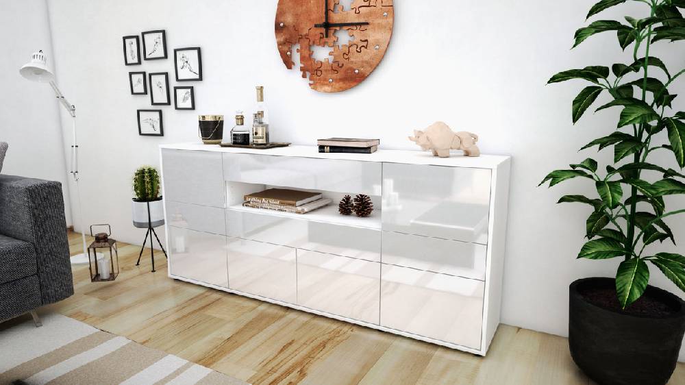 Stil Zeit Möbel Sideboard Emerelda, Weiß (180x79x35cm) Bis zu 65% Rabatt