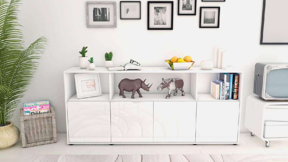 Stil Zeit Möbel Sideboard Enrica, Weiß (180x79x35cm) Nur für heute