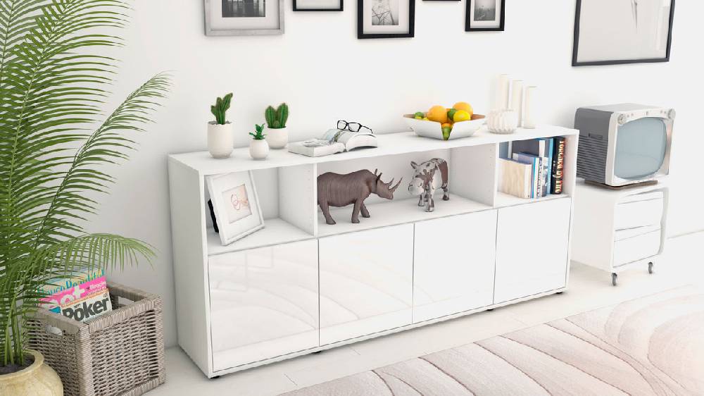 Stil Zeit Möbel Sideboard Enrica, Weiß (180x79x35cm) Nur für heute