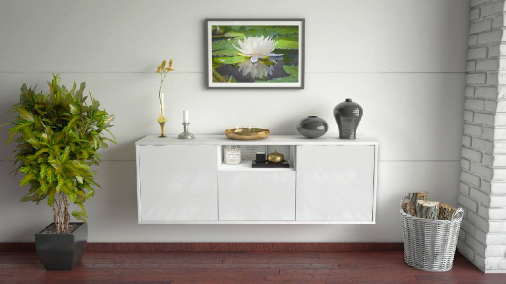 Stil Zeit Möbel Lowboard Mesa, Weiß, hängend (136x49x35cm) Discount Store für neue Produkte