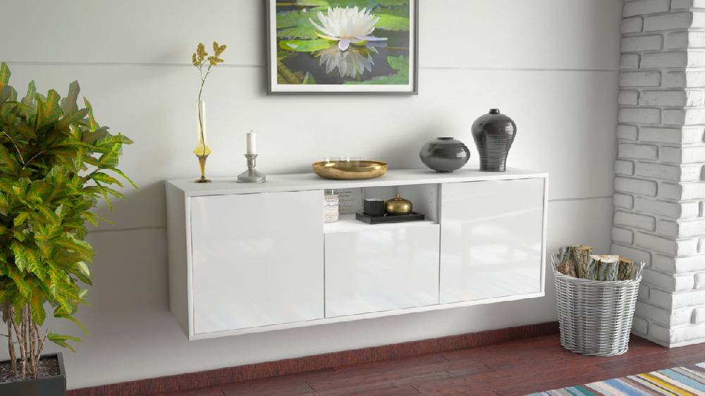 Stil Zeit Möbel Lowboard Mesa, Weiß, hängend (136x49x35cm) Discount Store für neue Produkte