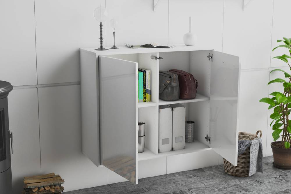 Stil Zeit Möbel Sideboard Hialeah, Weiß, hängend (92x79x35cm) Riesige Rabatte
