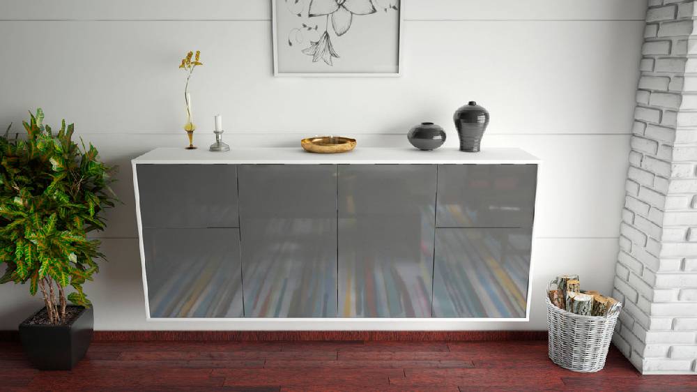 Stil Zeit Möbel Sideboard Costa Mesa, Grau, hängend (180x79x35cm) zollfrei