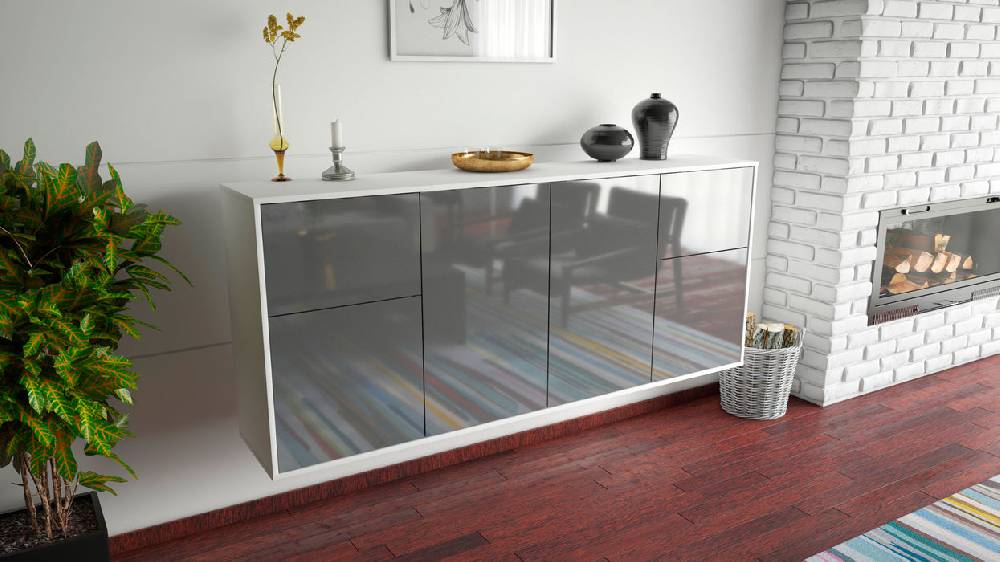 Stil Zeit Möbel Sideboard Costa Mesa, Grau, hängend (180x79x35cm) zollfrei
