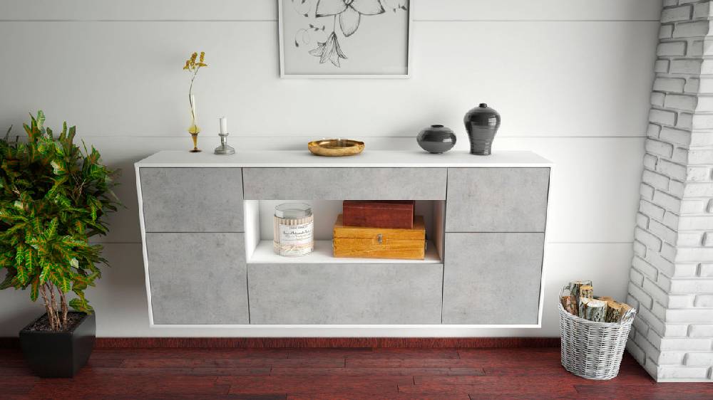 Stil Zeit Möbel Sideboard Visalia, Beton, hängend (180x79x35cm) 50% Rabatt für begrenzte Zeit