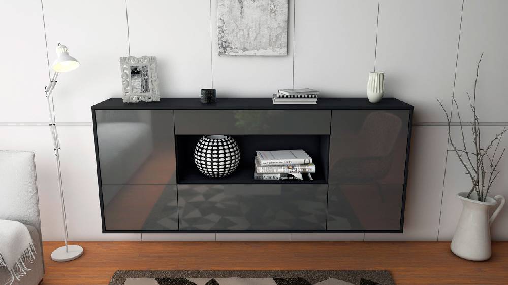 Stil Zeit Möbel Sideboard East Los Angeles, Grau, hängend (180x79x35cm) Rabatte dieses Monats