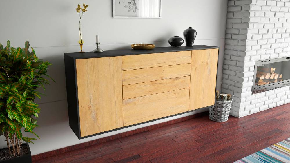 Stil Zeit Möbel Sideboard Alexandria, Eiche, hängend (180x79x35cm) 2025