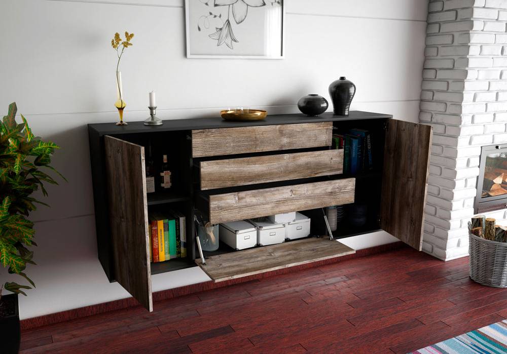 Stil Zeit Möbel Sideboard Alexandria, Eiche, hängend (180x79x35cm) 2025