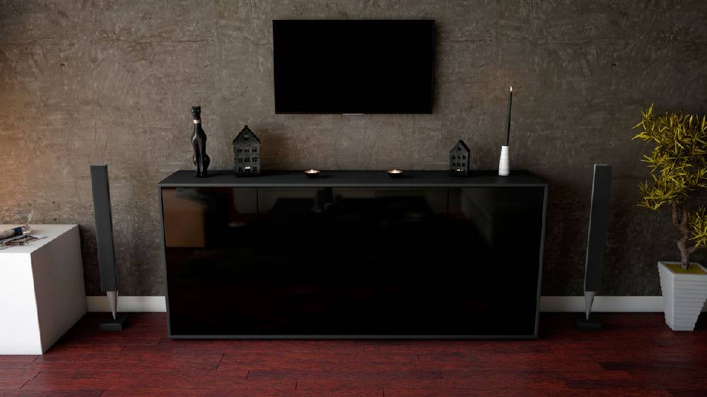Stil Zeit Möbel Sideboard Gianna, Schwarz (180x79x35cm) Outlet
