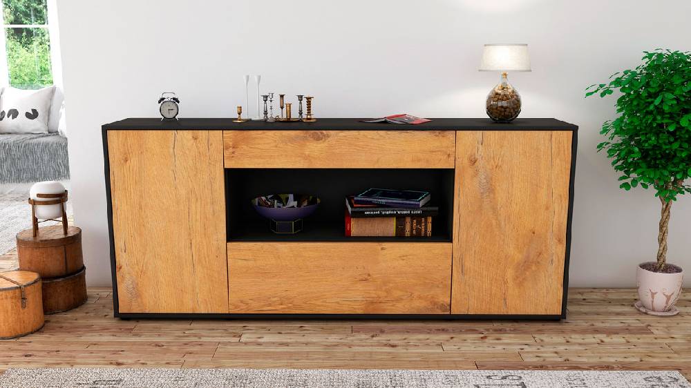 Stil Zeit Möbel Sideboard Fiora, Eiche (180x79x35cm) Angebote