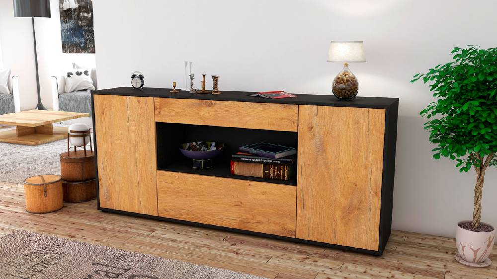 Stil Zeit Möbel Sideboard Fiora, Eiche (180x79x35cm) Angebote