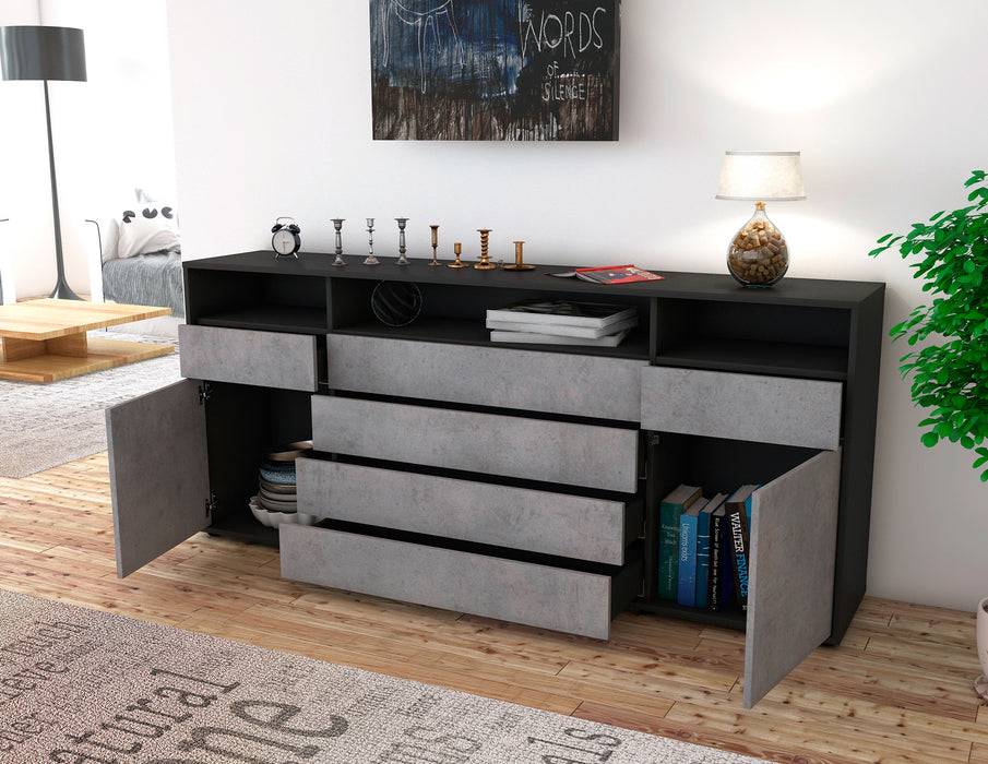 Stil Zeit Möbel Sideboard Evelina, Beton (180x79x35cm) Schlussverkauf