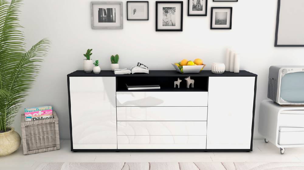 Stil Zeit Möbel Sideboard Enzo, Weiß (180x79x35cm) Günstiger Verkauf