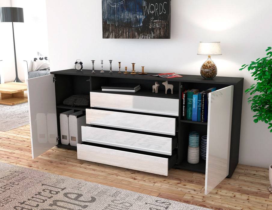 Stil Zeit Möbel Sideboard Enzo, Weiß (180x79x35cm) Günstiger Verkauf