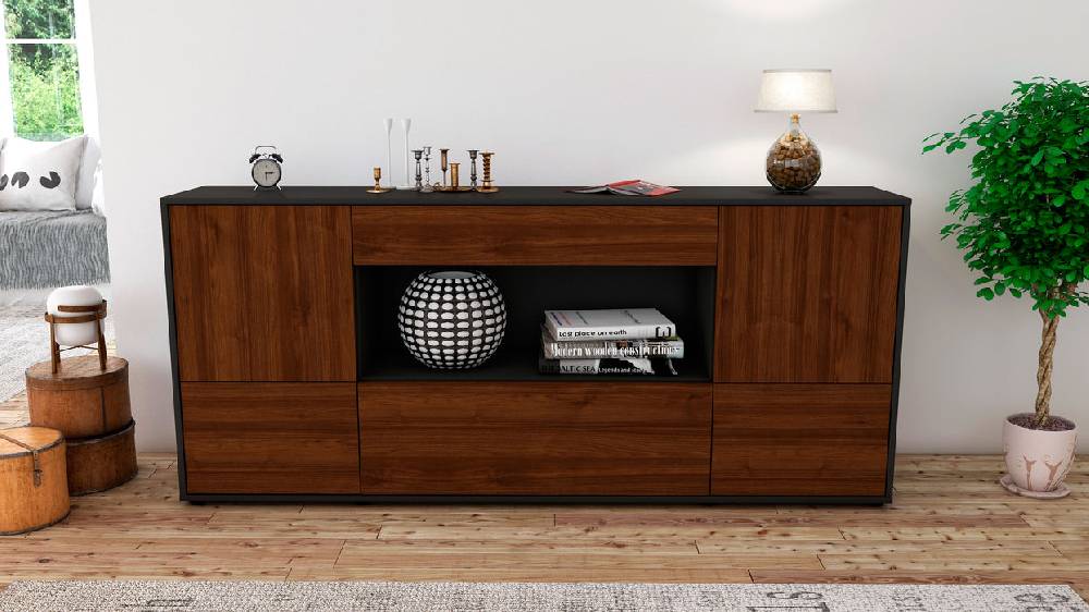 Stil Zeit Möbel Sideboard Elodie, Walnuss (180x79x35cm) Meist gekauft