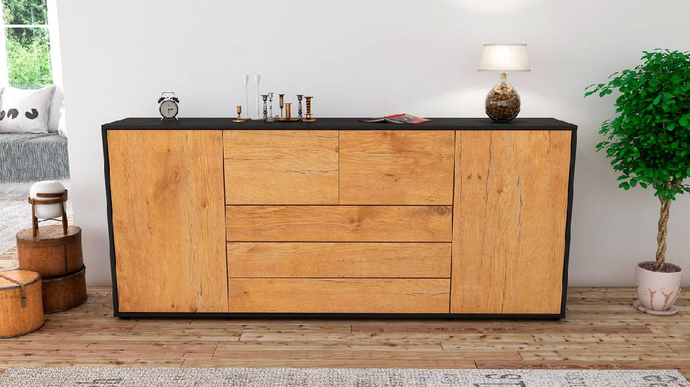 Stil Zeit Möbel Sideboard Eliana, Eiche (180x79x35cm) Blitzverkäufe
