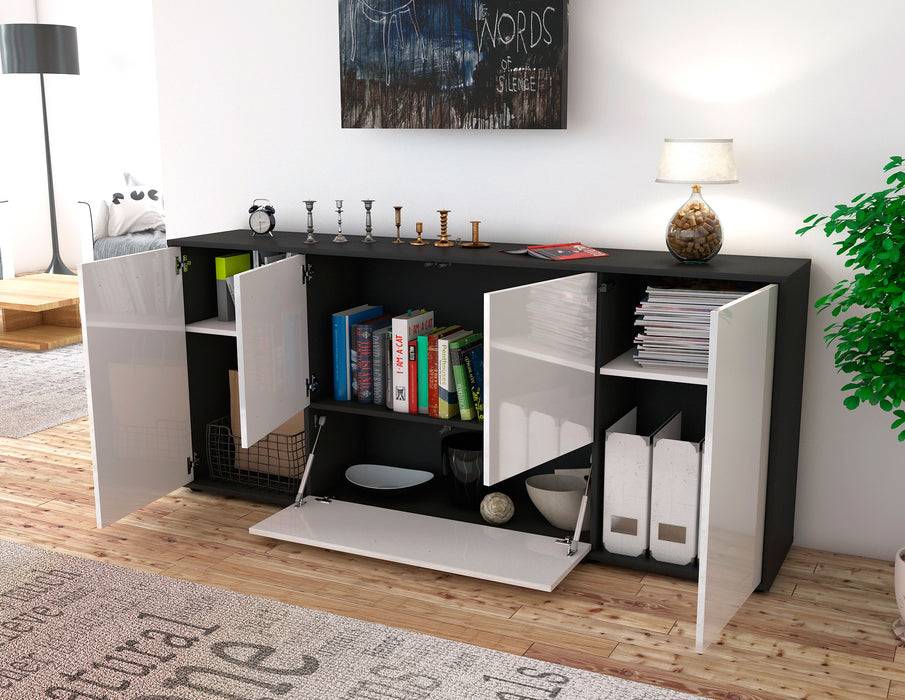 Stil Zeit Möbel Sideboard Eli, Schwarz (180x79x35cm) Kostenloser Versand