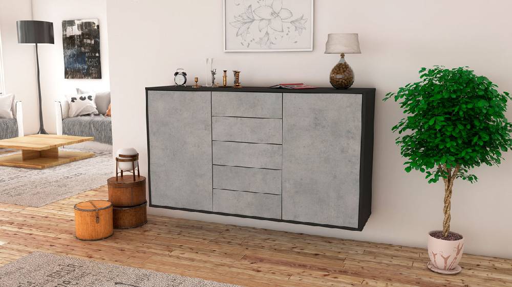 Stil Zeit Möbel Sideboard Pembroke Pines, Beton, hängend (136x79x35cm) Rabatt
