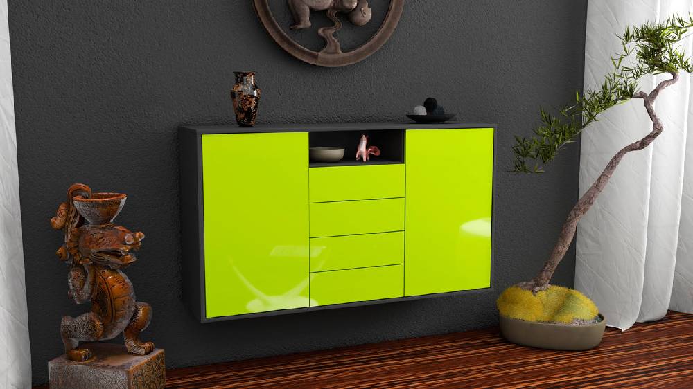 Stil Zeit Möbel Sideboard Eugene, Grün, hängend (136x79x35cm) Günstig kaufen