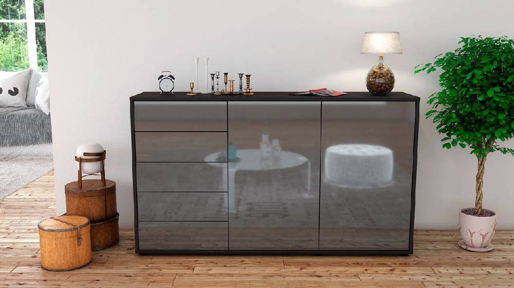 Stil Zeit Möbel Sideboard Dorentina, Grau (136x79x35cm) Versandkostenfrei