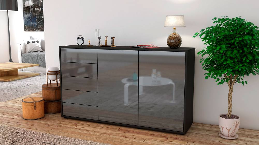 Stil Zeit Möbel Sideboard Dorentina, Grau (136x79x35cm) Versandkostenfrei