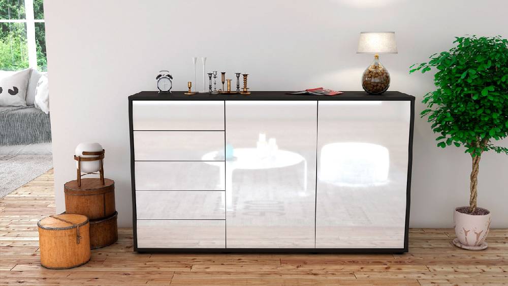 Stil Zeit Möbel Sideboard Dorentina, Weiß (136x79x35cm) Großer Ausverkauf