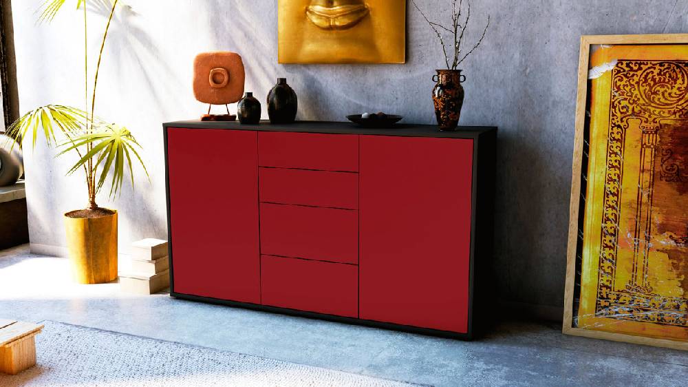 Stil Zeit Möbel Sideboard Donna, Bordeaux (136x79x35cm) Online Shopping