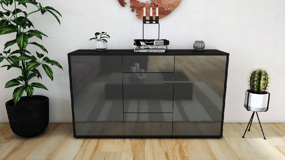 Stil Zeit Möbel Sideboard Donna, Grau (136x79x35cm) Exklusivangebot