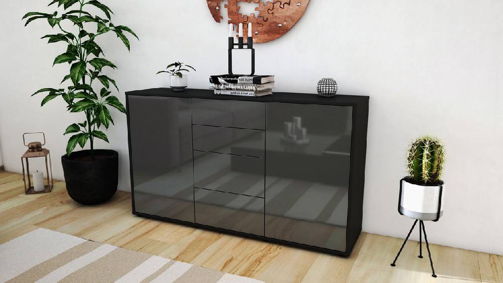 Stil Zeit Möbel Sideboard Donna, Grau (136x79x35cm) Exklusivangebot