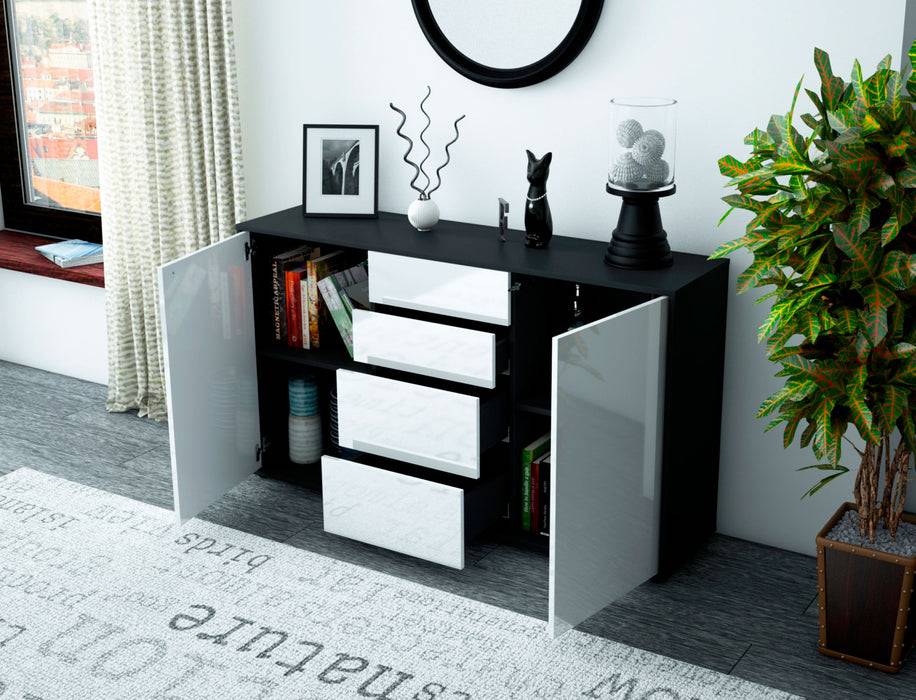 Stil Zeit Möbel Sideboard Donna, Grau (136x79x35cm) Exklusivangebot