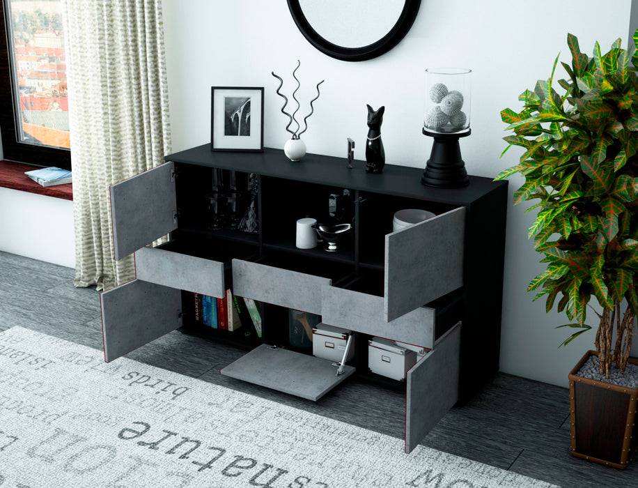 Stil Zeit Möbel Sideboard Dominika, Beton (136x79x35cm) Saisonschlussverkauf