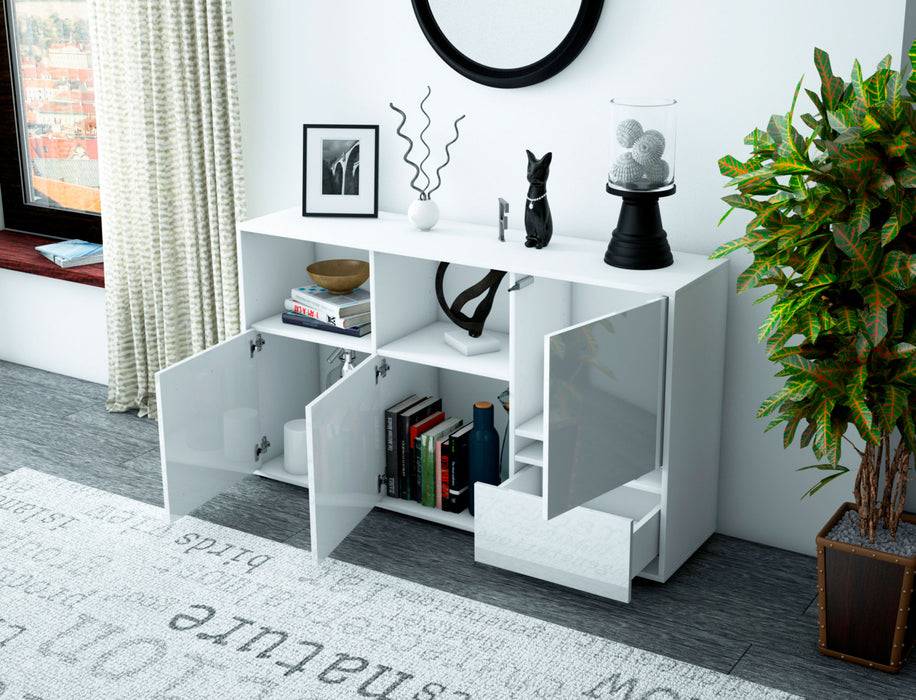 Stil Zeit Möbel Sideboard Eda, Weiß (136x79x35cm) Weihnachtsangebot