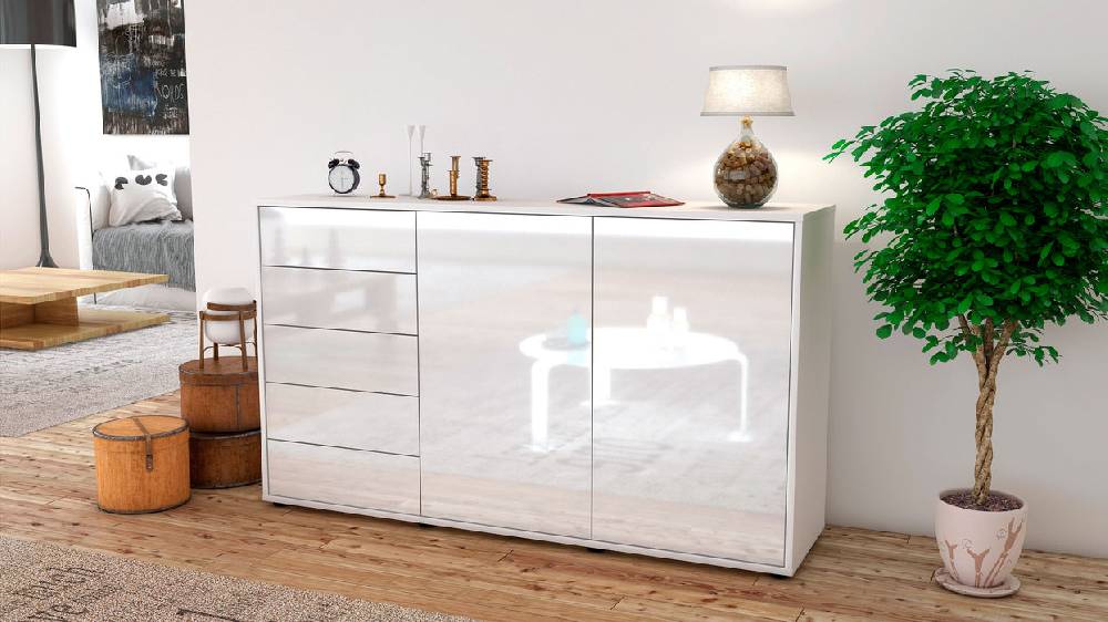 Stil Zeit Möbel Sideboard Dorentina, Weiß (136x79x35cm) Osterangebot