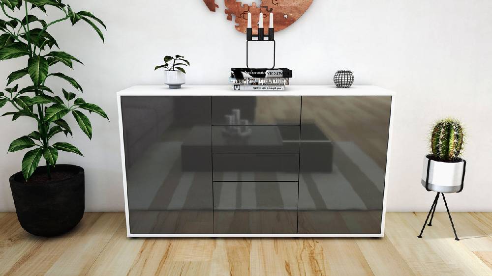 Stil Zeit Möbel Sideboard Dorelly, Grau (136x79x35cm) Muttertagsangebot