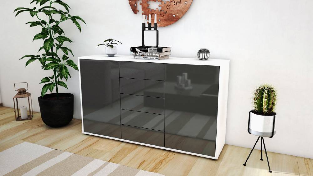 Stil Zeit Möbel Sideboard Dorelly, Grau (136x79x35cm) Muttertagsangebot