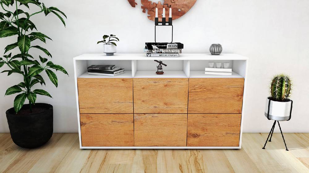 Stil Zeit Möbel Sideboard Dilara, Eiche (136x79x35cm) Vatertagsangebot