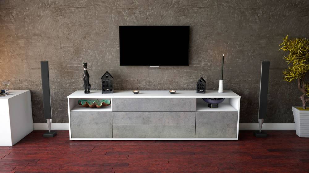 Stil Zeit Möbel Lowboard Bettina, Beton (180x49x35cm) Jubiläumsangebot