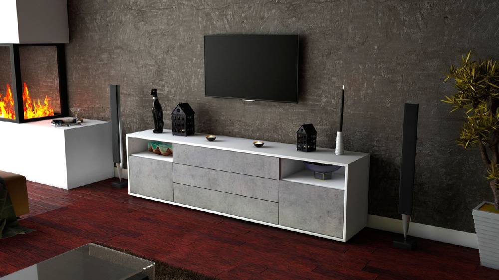 Stil Zeit Möbel Lowboard Bettina, Beton (180x49x35cm) Jubiläumsangebot