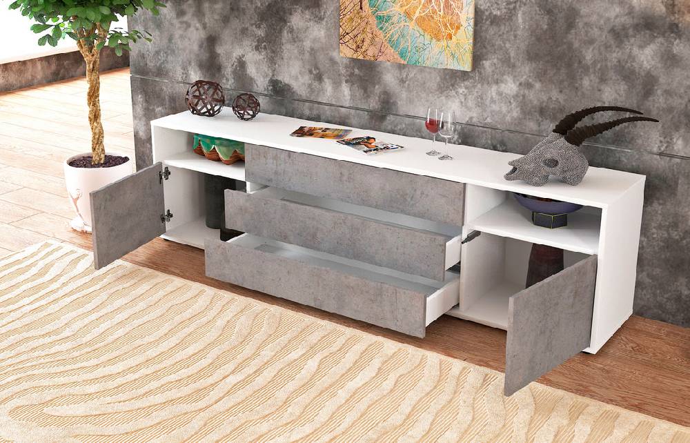 Stil Zeit Möbel Lowboard Bettina, Beton (180x49x35cm) Jubiläumsangebot