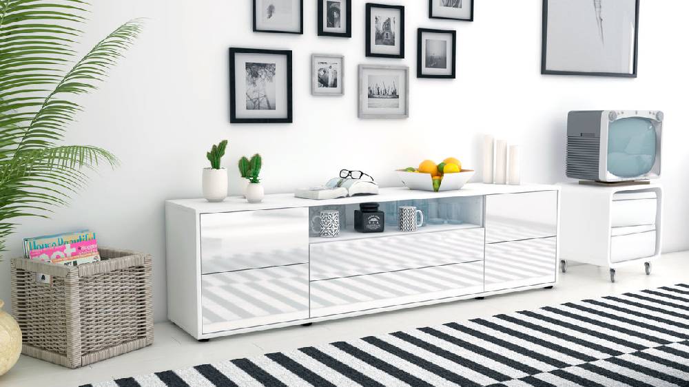 Stil Zeit Möbel Lowboard Aurora, Weiß (180x49x35cm) Neueste Mode