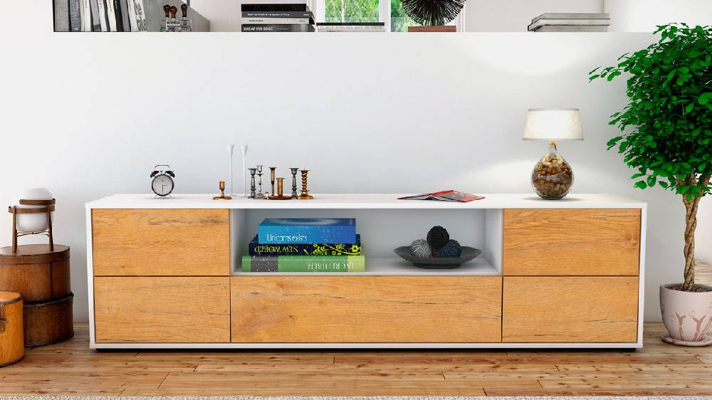 Stil Zeit Möbel Lowboard Atlanta, Eiche (180x49x35cm) Online Outlet